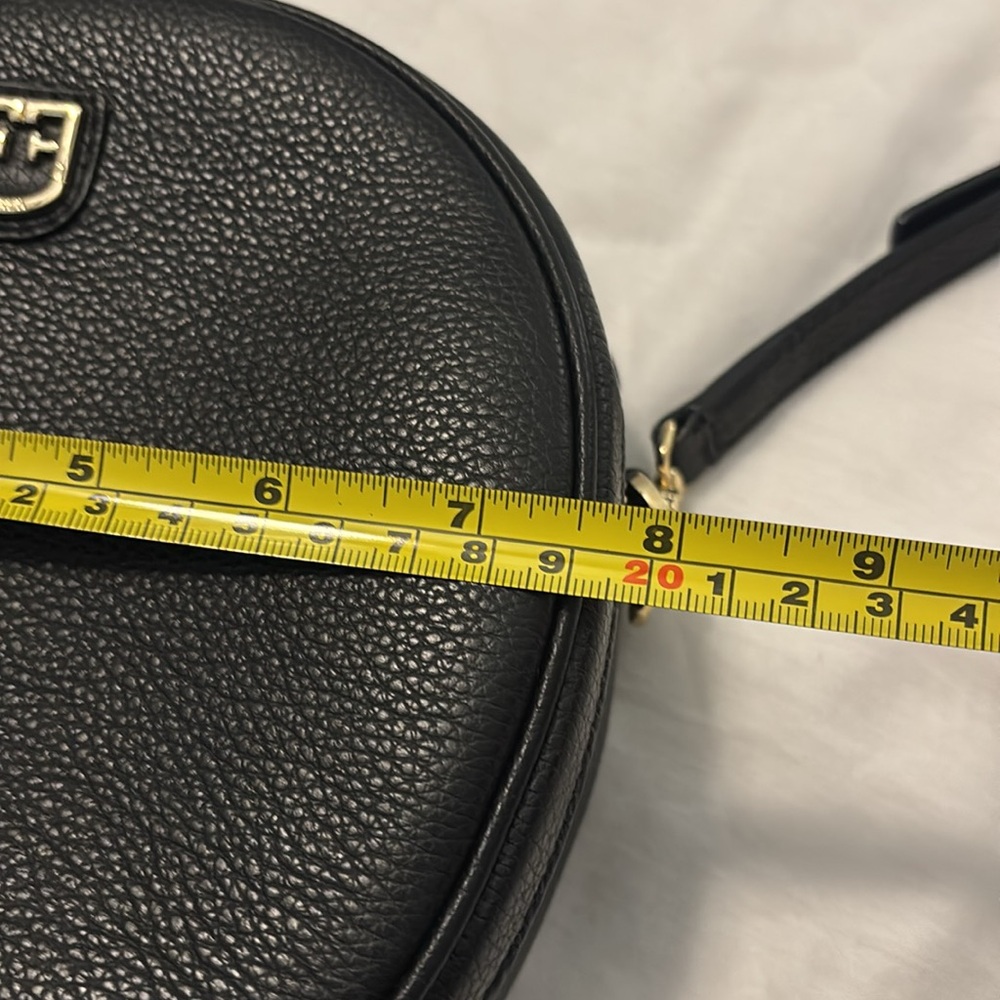 Furla Dotty Black w/gold accents Leather Crossbody small Bag top handle designer - Picture 11 of 14